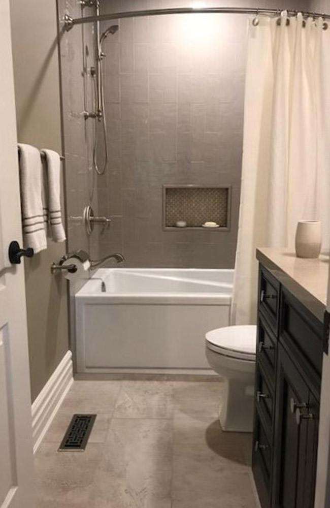 Bathroom with bath and shower